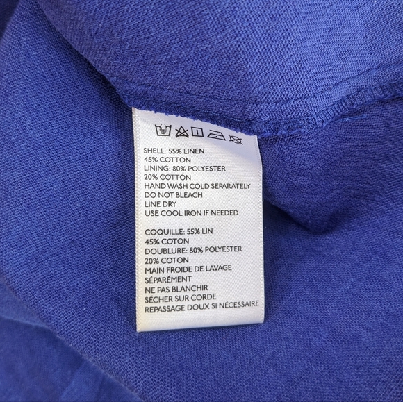 COPE | Blue Scallop-Trim Linen Blend Dress Size XS - Picture 9 of 9